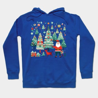 Copy of Christmas Cartoon Fun with Santa, Reindeer, and Trees Hoodie